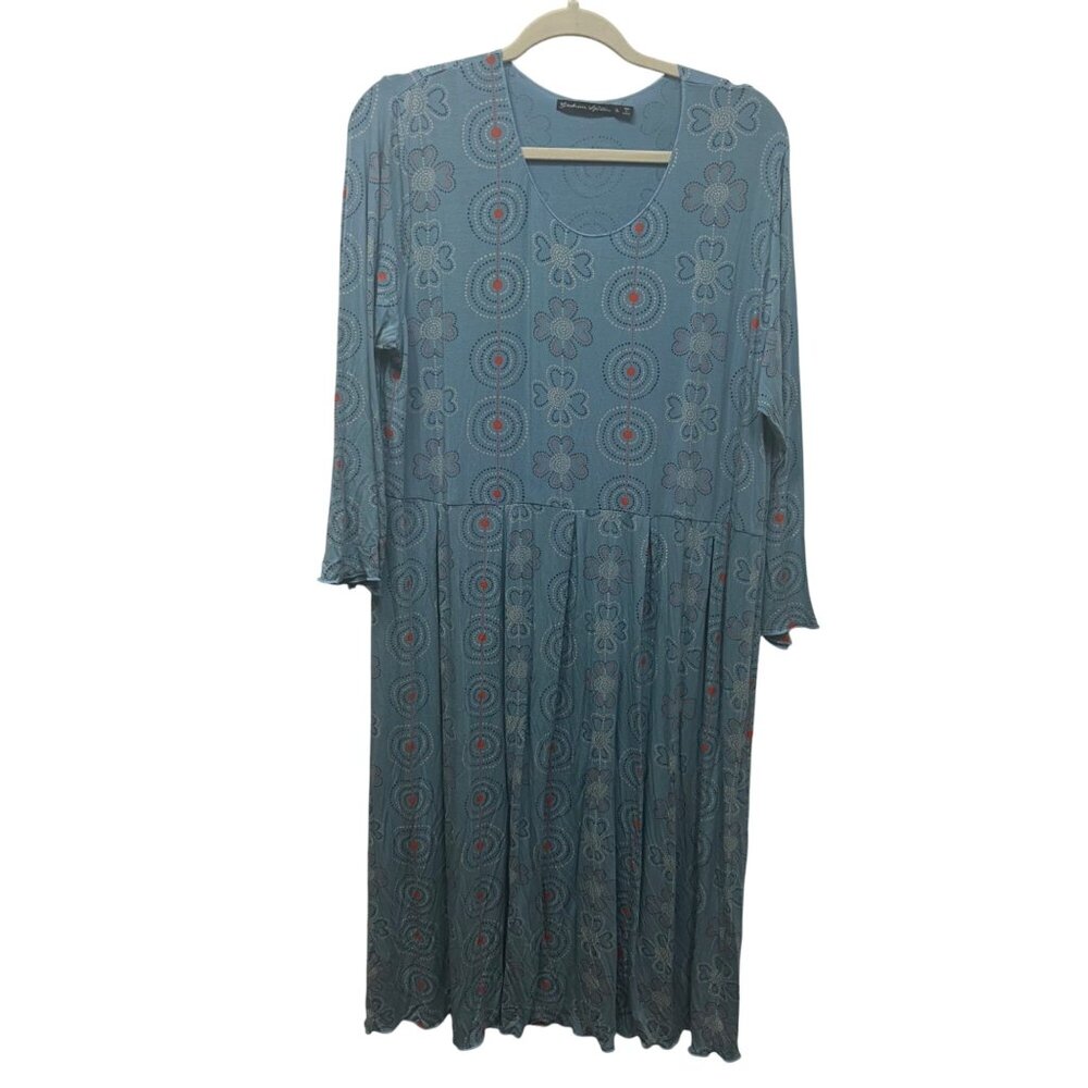 Gudrun Sjoden Blue red Floral Patterned Long Dress XL
